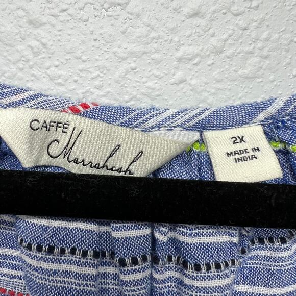 Caffe Marrakesh Anthro Cotton Top Womens 2X Flowy Tasseled Bohemian Cottagecore - Picture 2 of 12